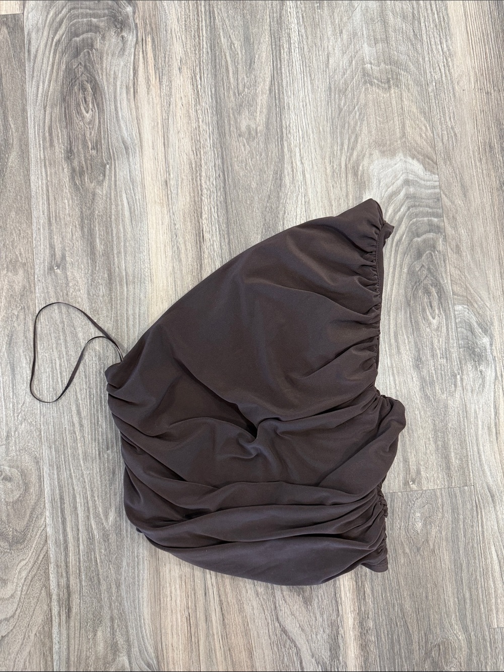 Express Brown One-Shoulder Ruched Camisole